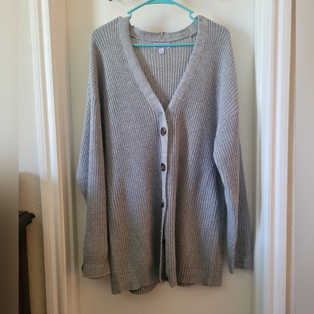 Soft Dove Grey Knit Cardigan